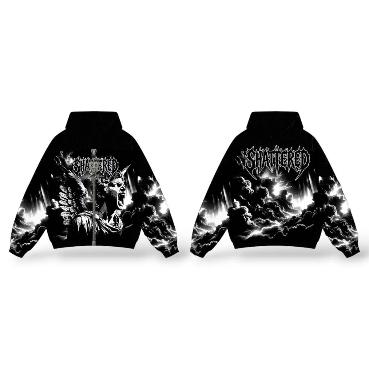 Shattered 'Screaming' Hoodie- Black