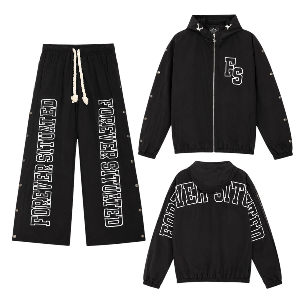 Forever 'FS Nylon' Track Pants- Black