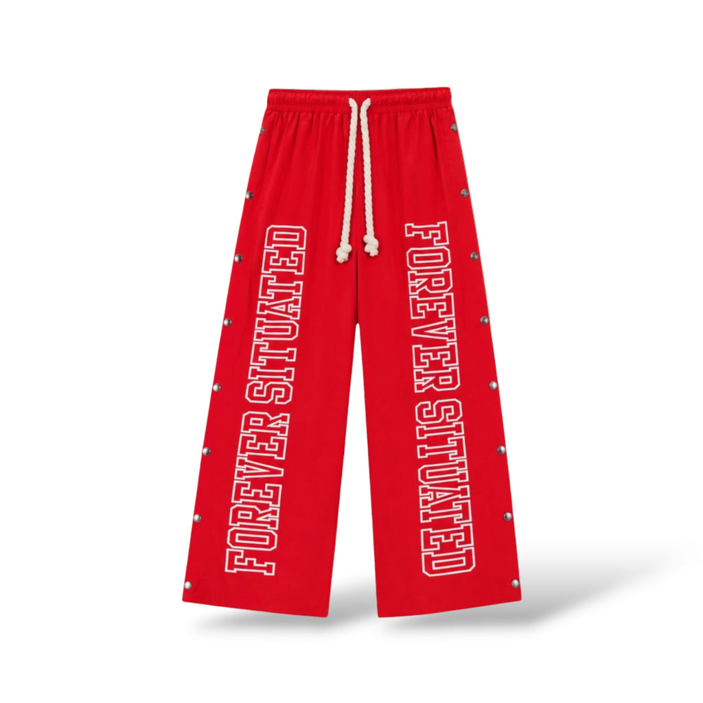 Forever 'FS Nylon' Track Pants- Red