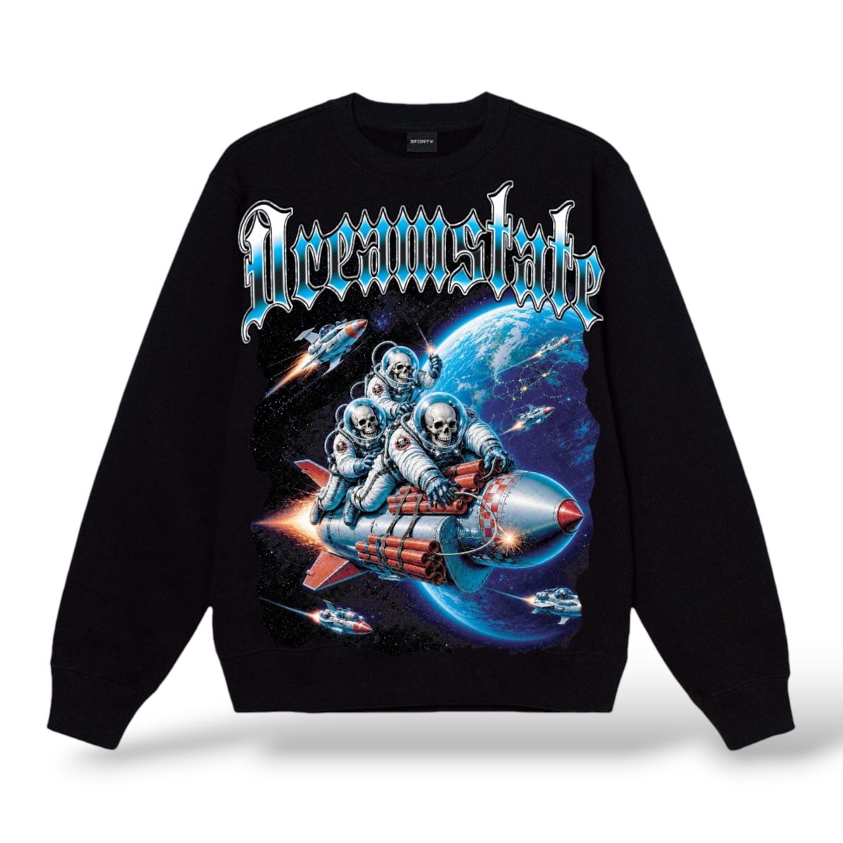 3Forty 'Dream State' Crewneck Sweater- Black