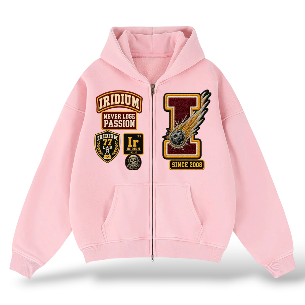 Iridium 'Risk It All' Zip Up Hoodie- Pink