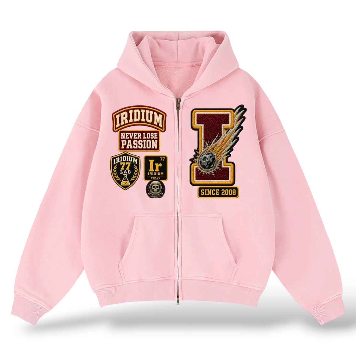 Iridium 'Risk It All' Zip Up Hoodie- Pink