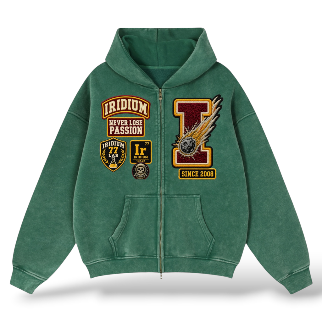 Iridium 'Risk It All'  Zip Up Hoodie- Green