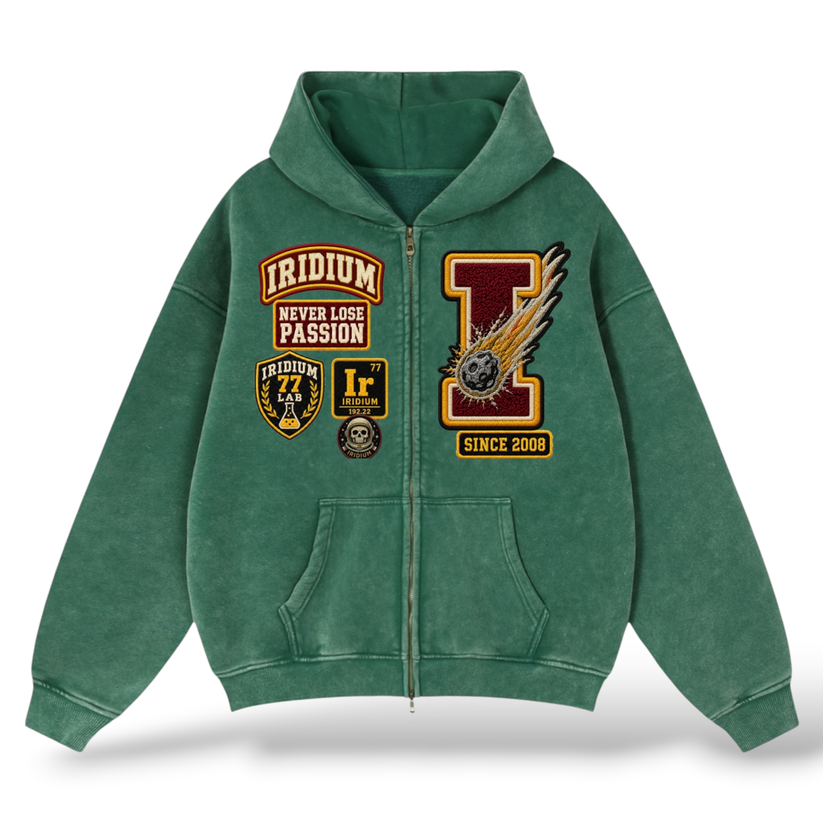 Iridium 'Risk It All'  Zip Up Hoodie- Green