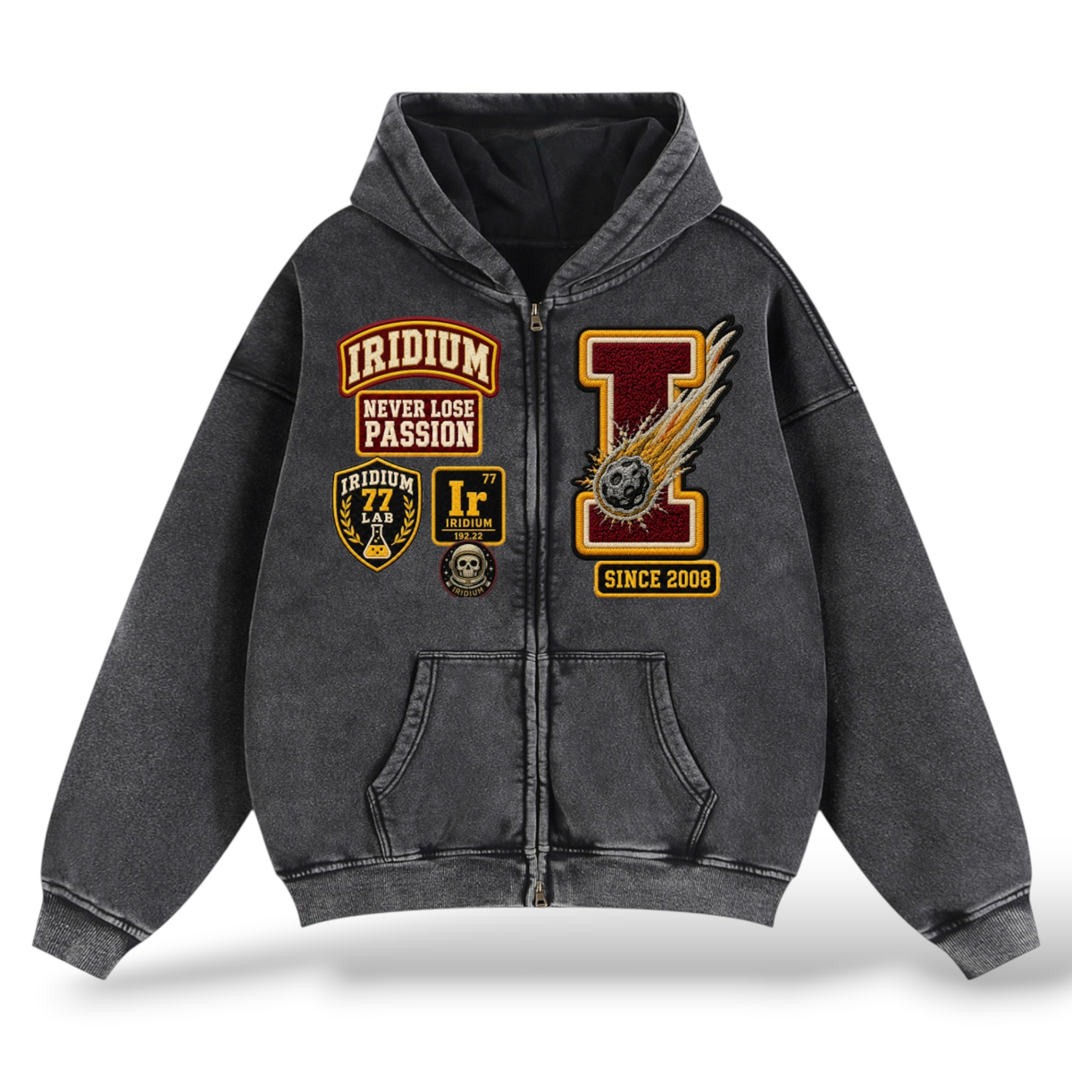 Iridium 'Risk It All' Zip Up Hoodie- Black