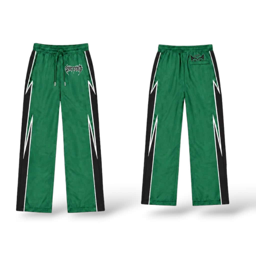 Shattered 'Nylon' Track Pants- Green