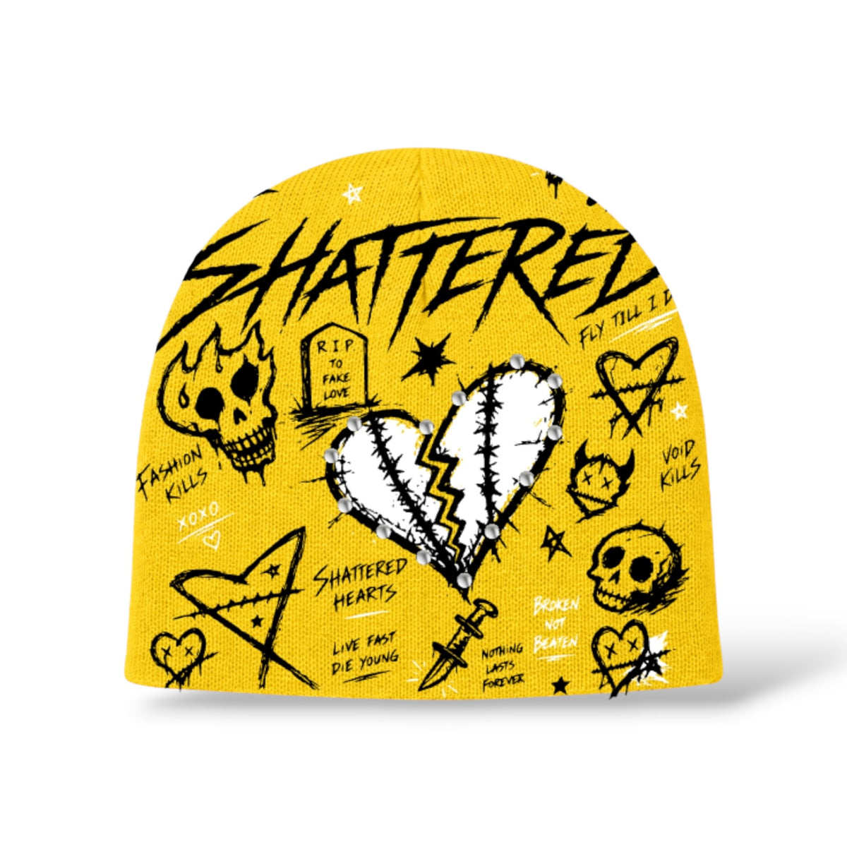 Shattered 'Doodle' Beanie- Yellow