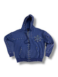 Hudson Gold Studded Metal Zip Up Hoodie- Navy