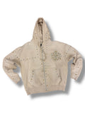 Hudson Gold Studded Metal Zip Up Hoodie- Sail