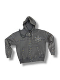 Hudson Gold Studded Metal Zip Up Hoodie- Grey