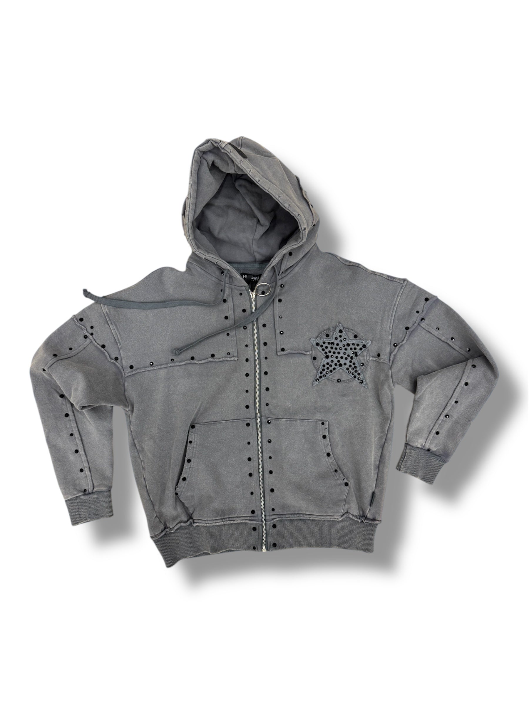Hudson Star Stones Zip Up Hoodie- Grey