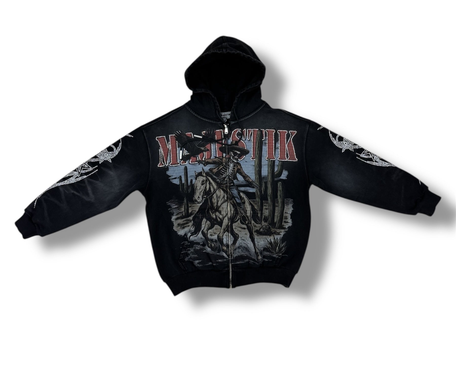 Majestik Dyed Heavy F. Terry Zip Up Hoodie- Blk
