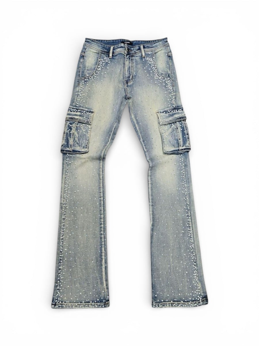 Kindred Rhinestone And Pearl/Stack Denim (Blue)