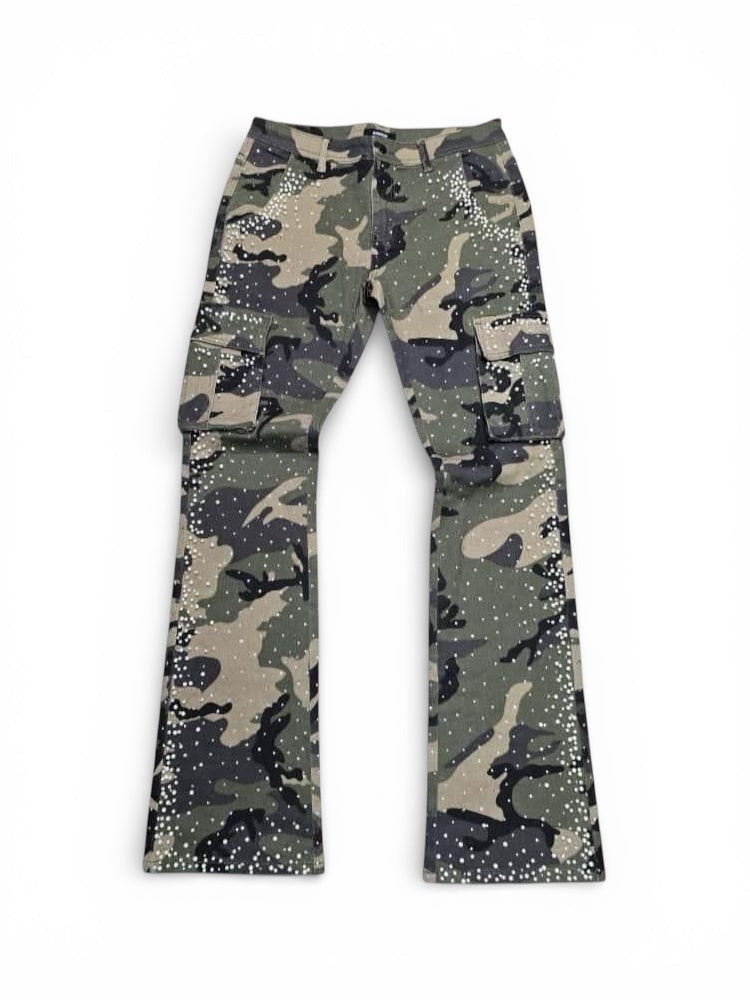 Kindred Rhinestone And Pearl/Stack Denim -Camo Green