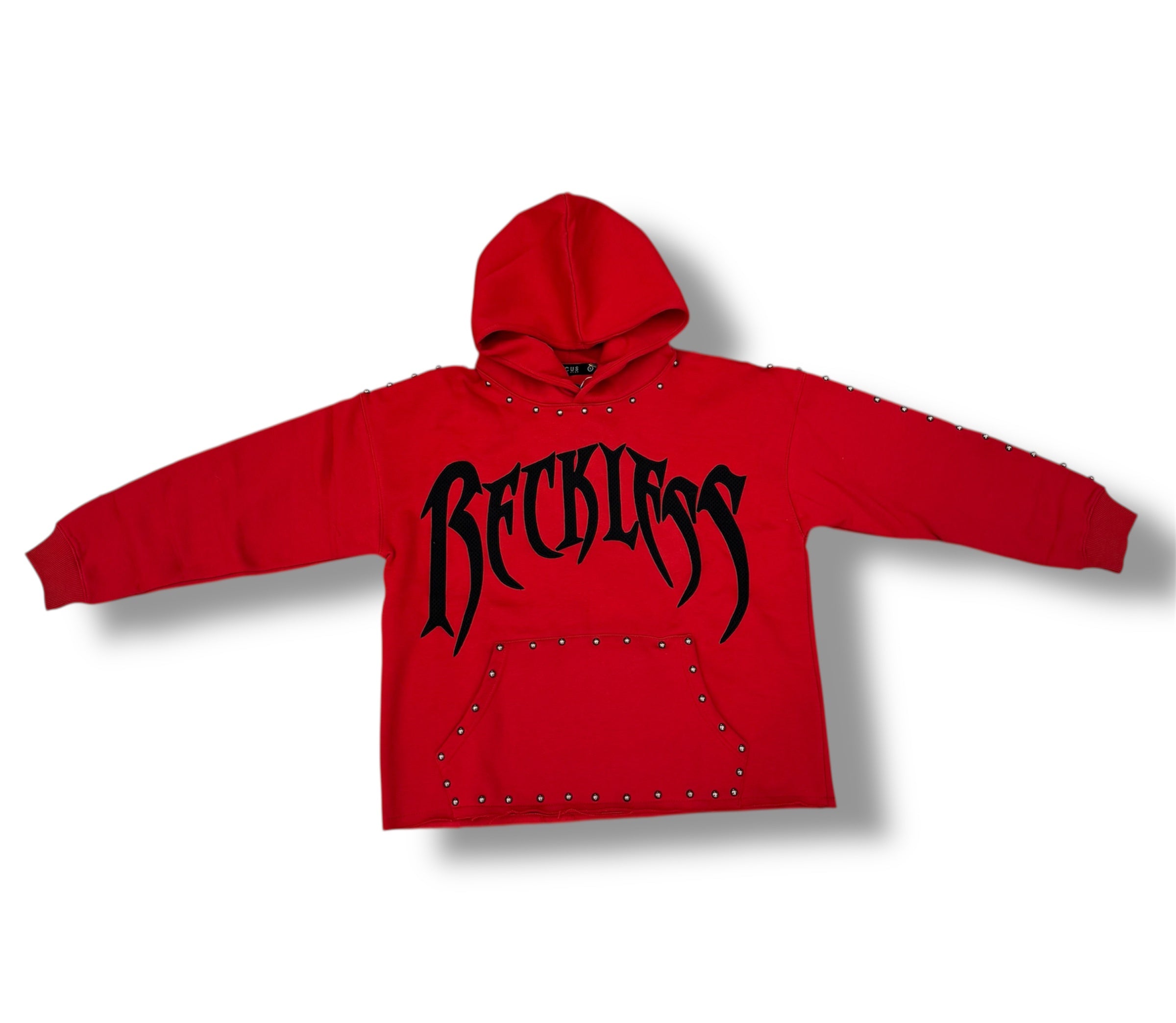 Focus Reckless Stud Hoodie- Red/Black