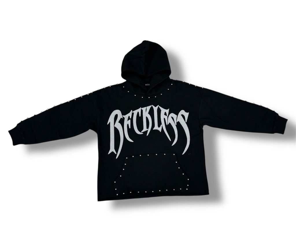 Focus Reckless Stud Hoodie- Black/Grey