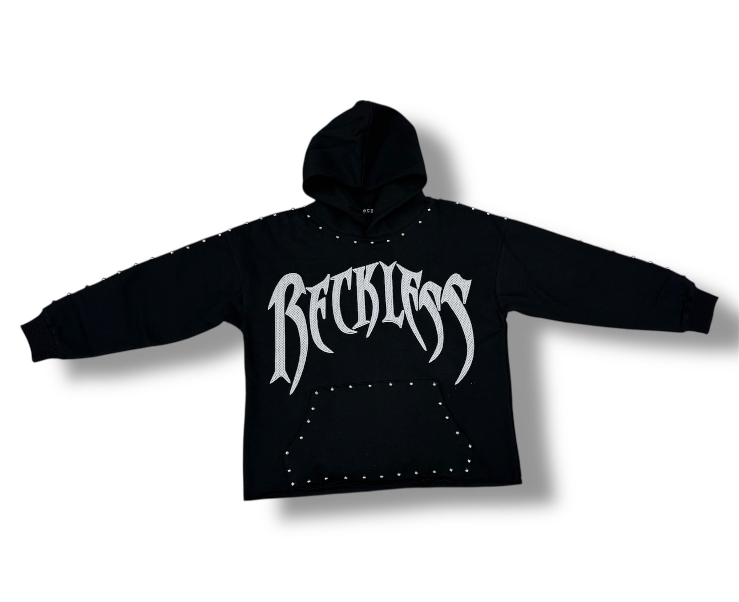 Focus Reckless Stud Hoodie- Black/Grey