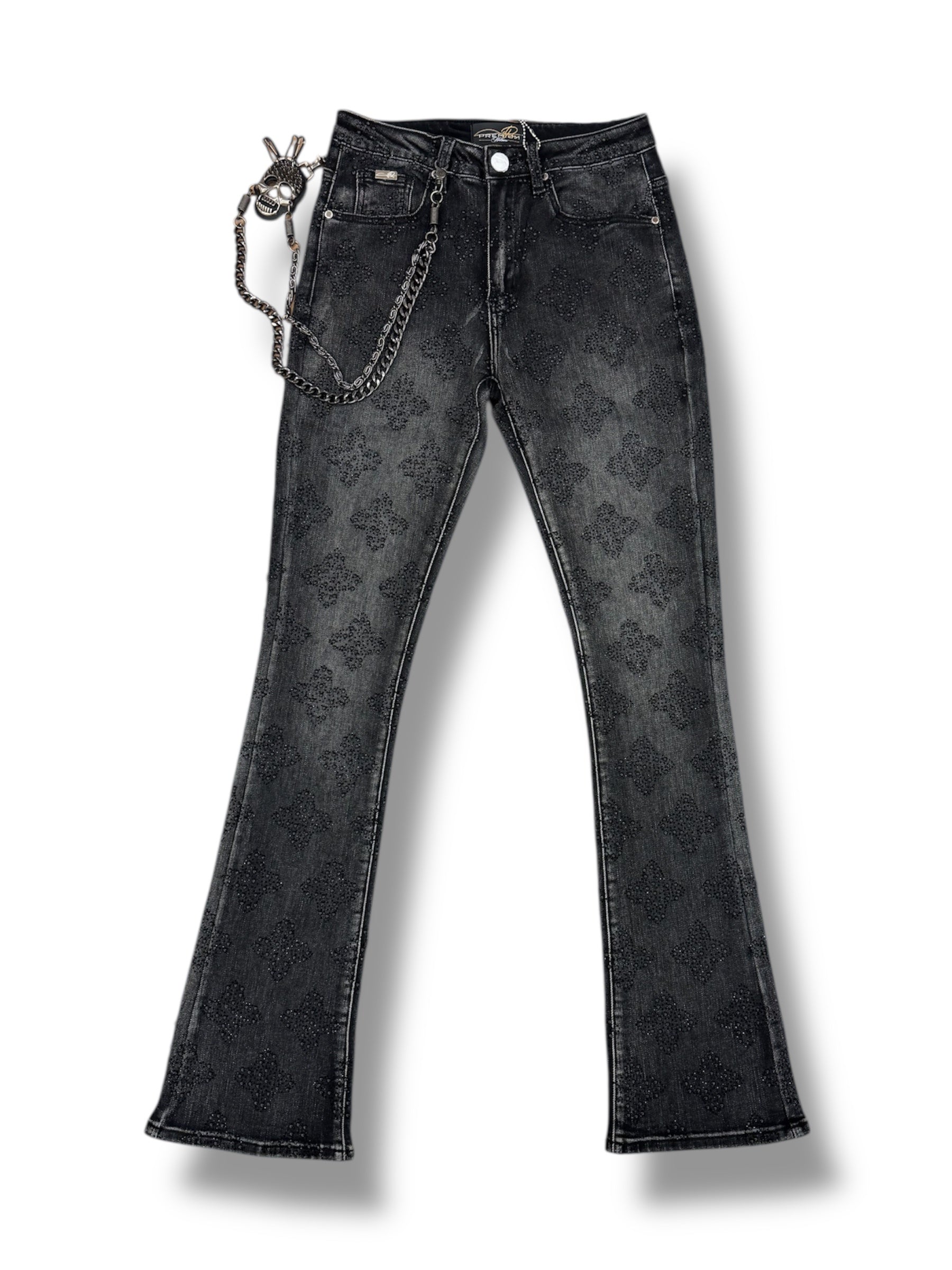 Snow ball stacked jeans- Blk wash