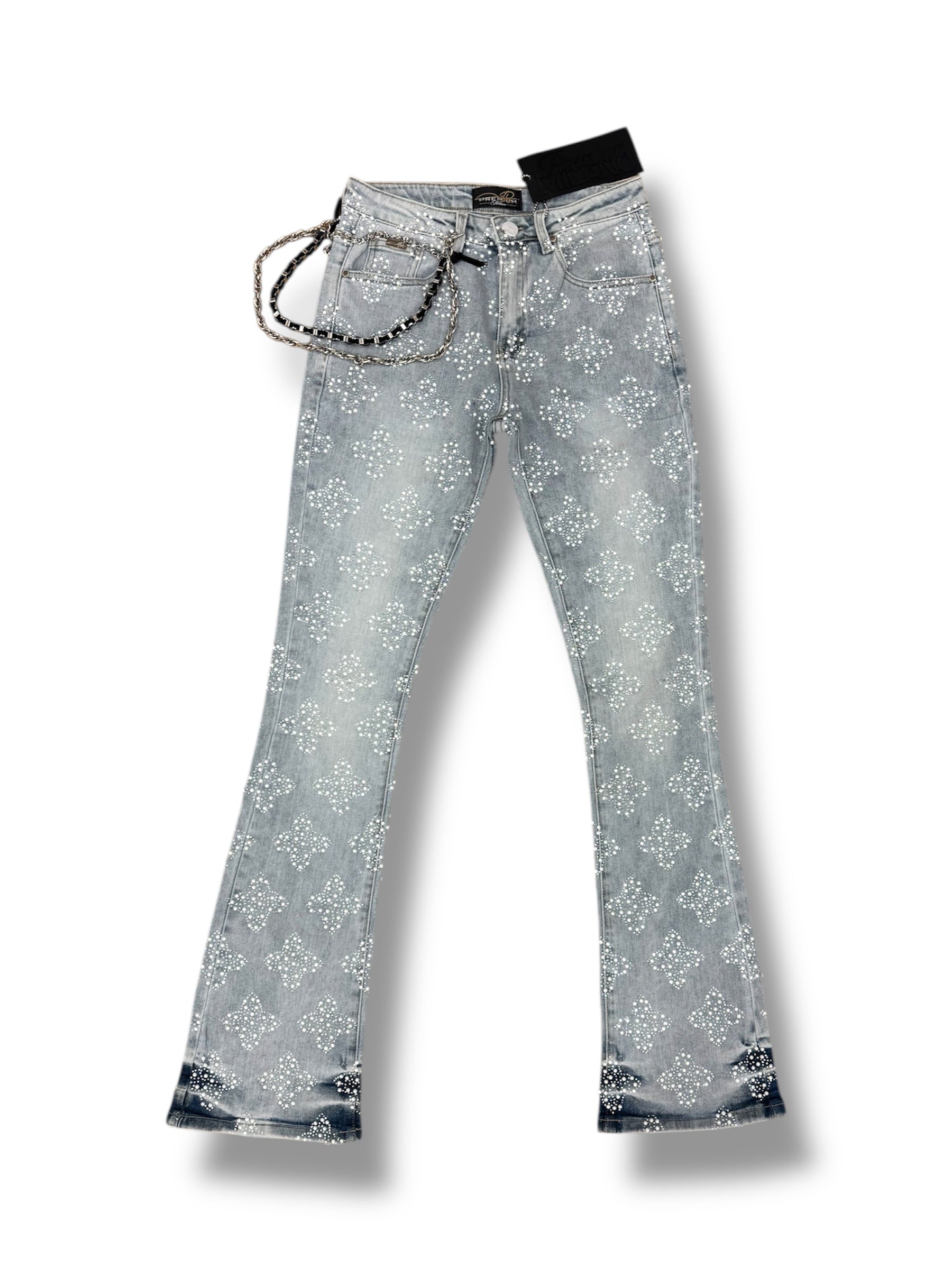 Snow ball Stacked Jeans- LT blue wash