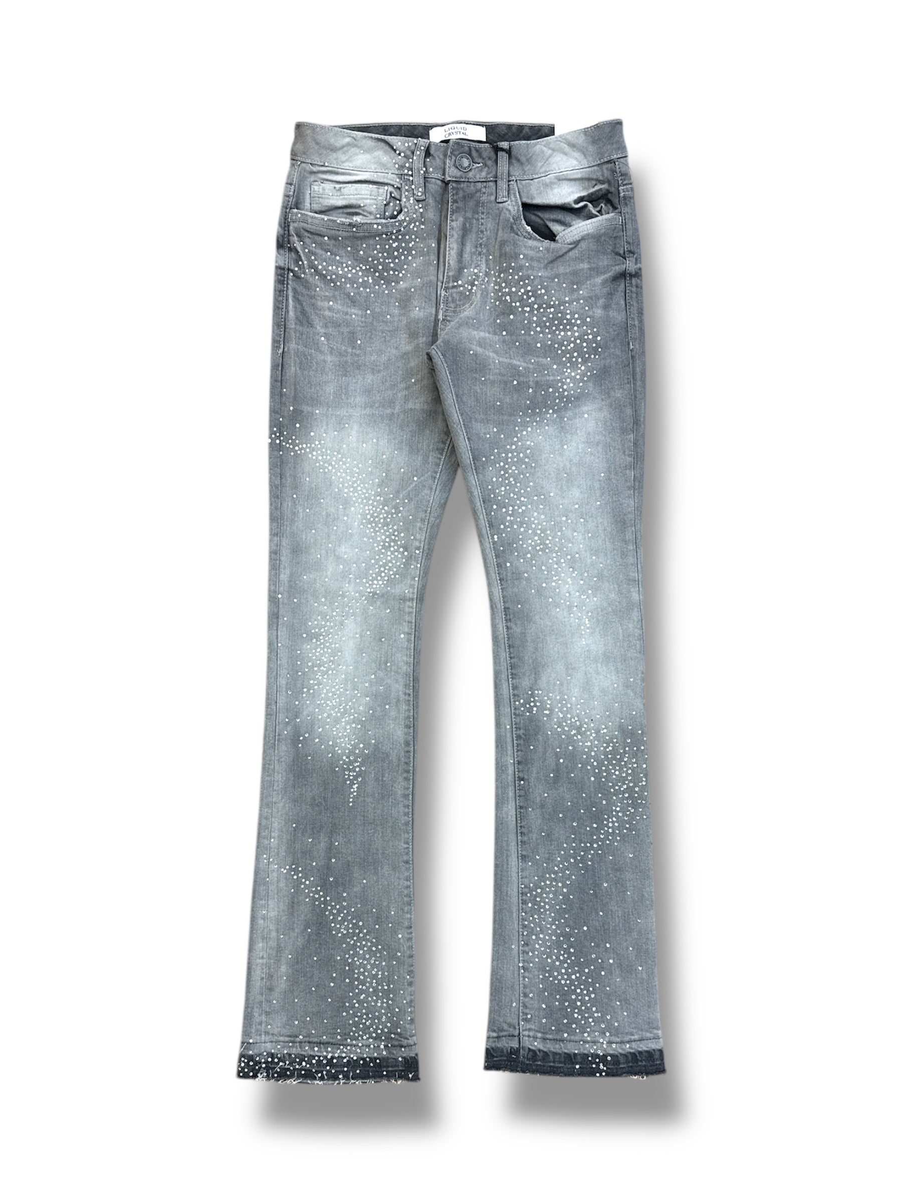 JC Liquid Crystal Stacked Jeans- Cement Wash