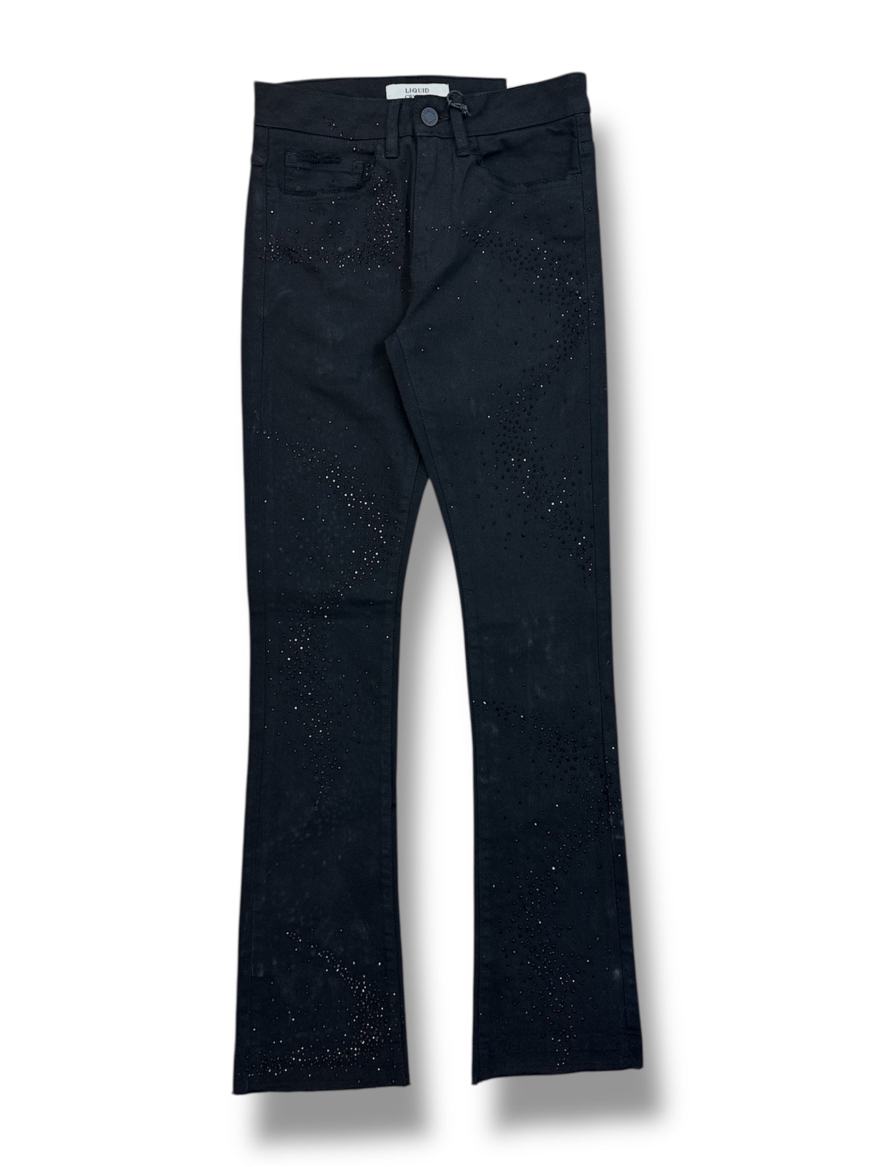 JC Liquid Crystal Stacked Jeans- Jet Black