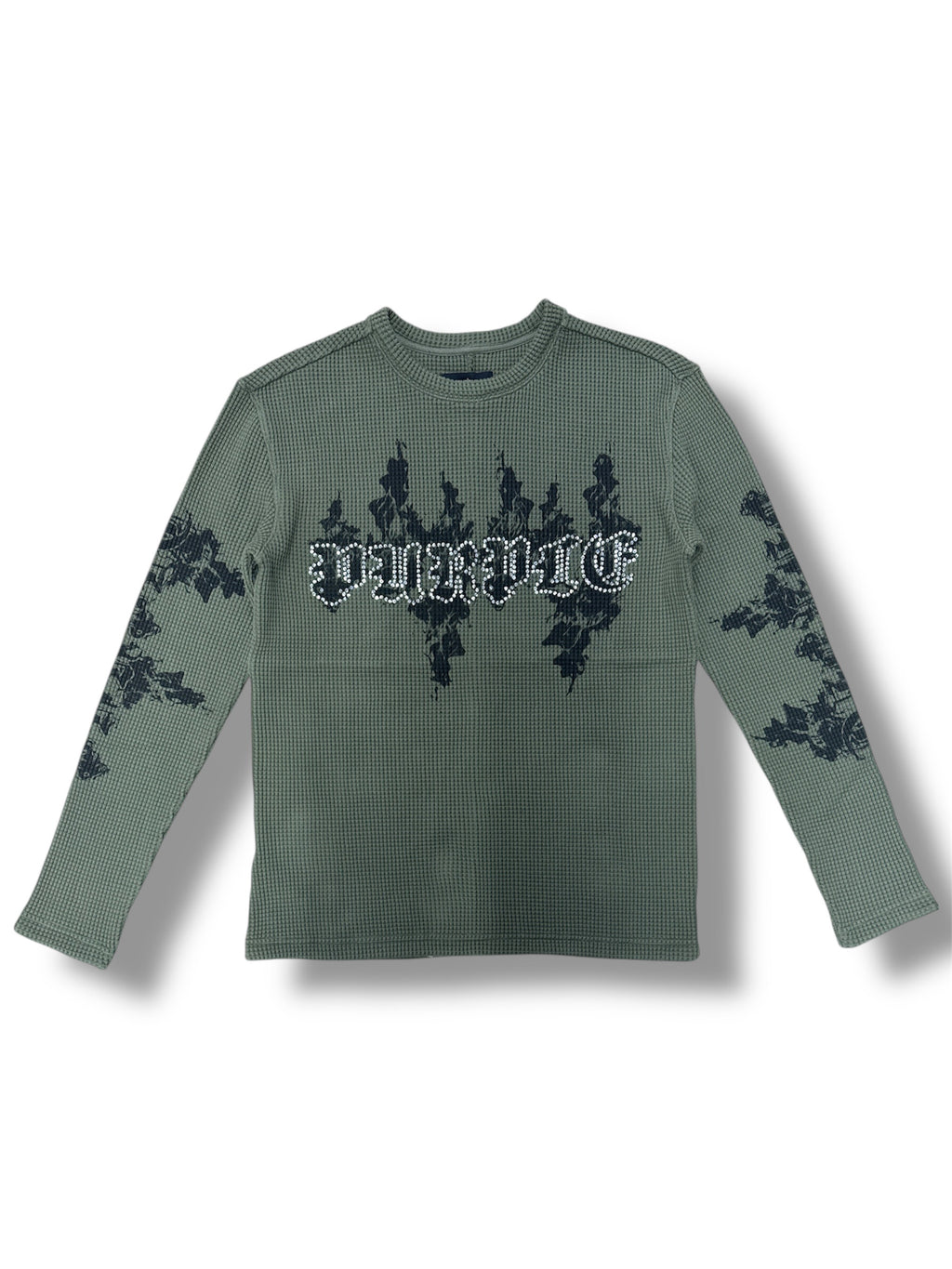 PURPLE ‘Flames Waffle Knit Shirt’- Green