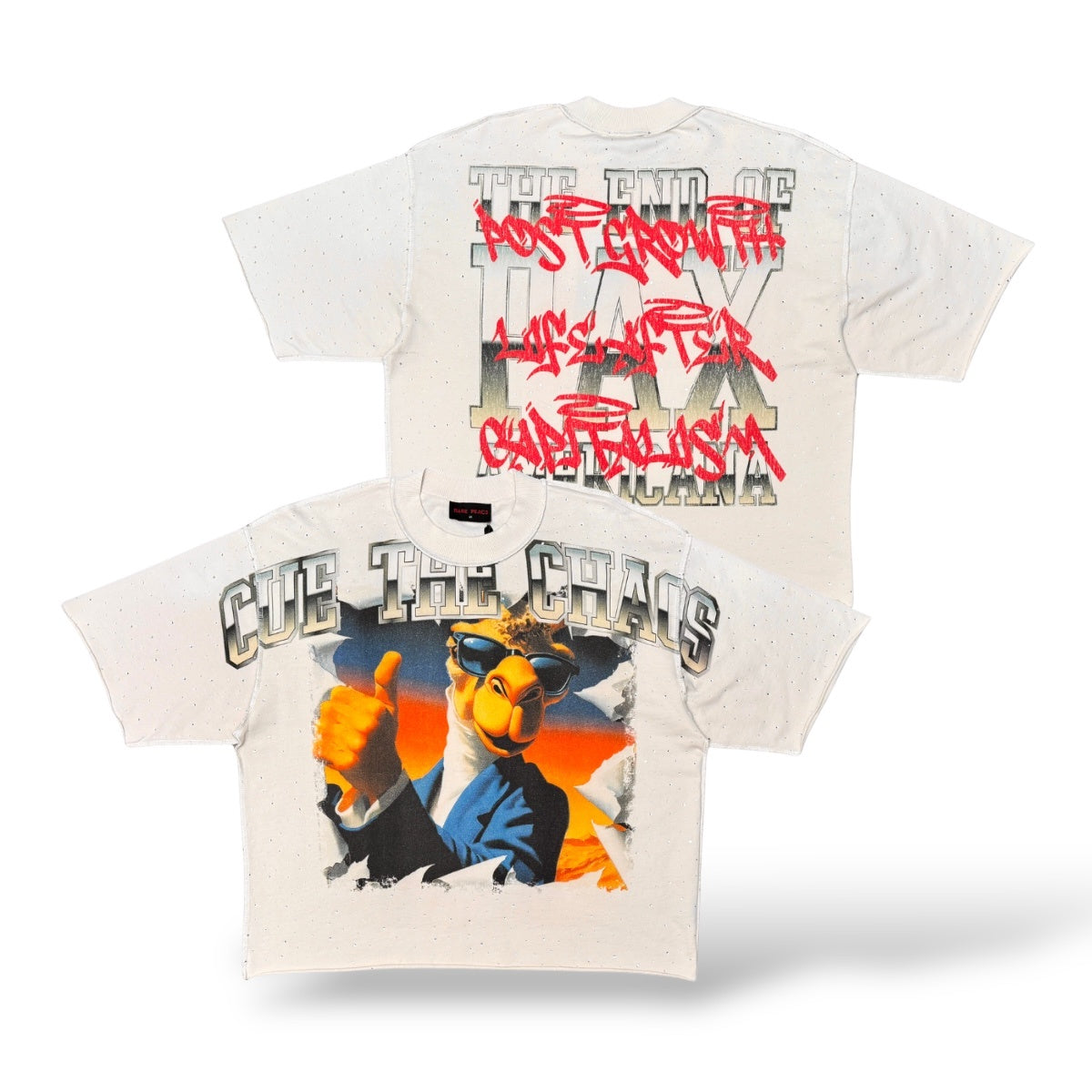 Rare Peace Cue The Chaos Camel Tee W/ Rhinestone Detail- Ecru