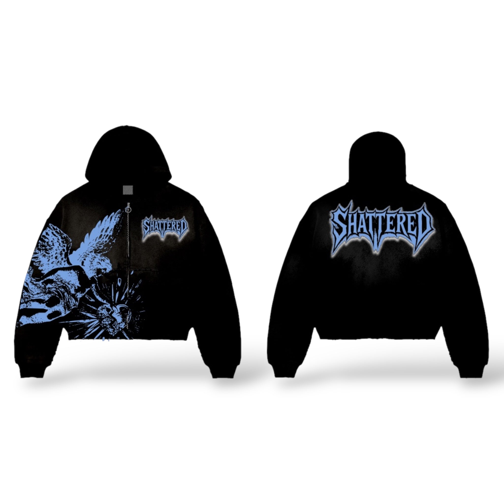 SHATTERED "Catching Feelings" Zip Up Hoodie- Black