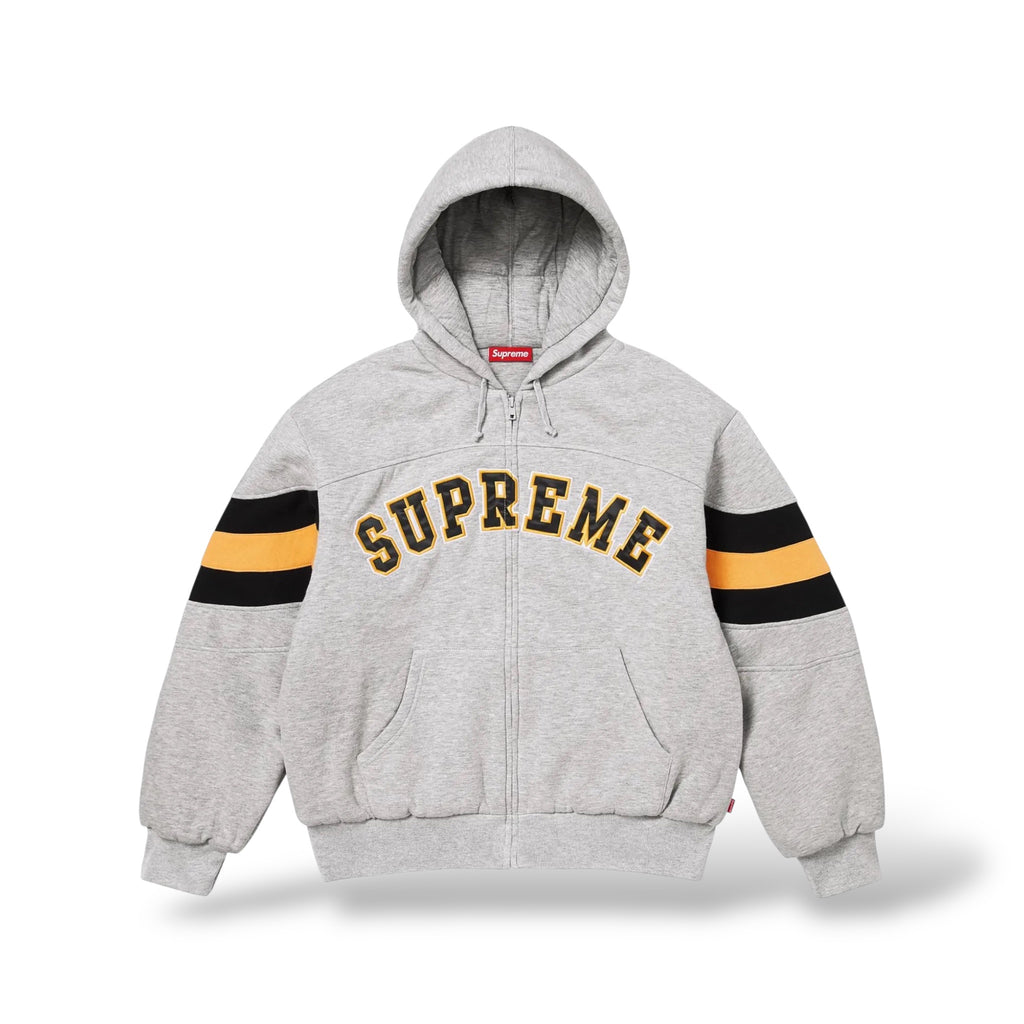 Supreme Filled Zip Up Hoodie- Heather Grey