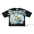3Forty 'Redemption' Oversized Cropped T-Shirt- Black