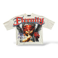 3Forty 'Eternity' Oversized Cropped T-Shirt- Cream