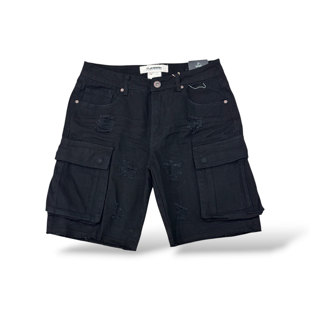 PJ MARK Cargo Jean Shorts- Jet Black