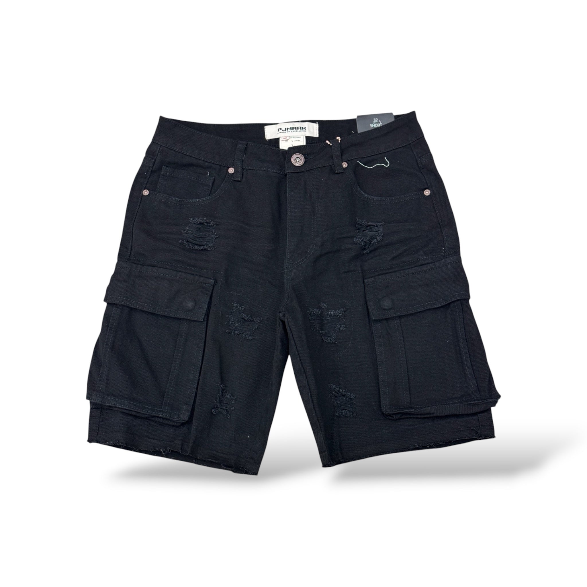 PJ MARK Cargo Jean Shorts- Jet Black