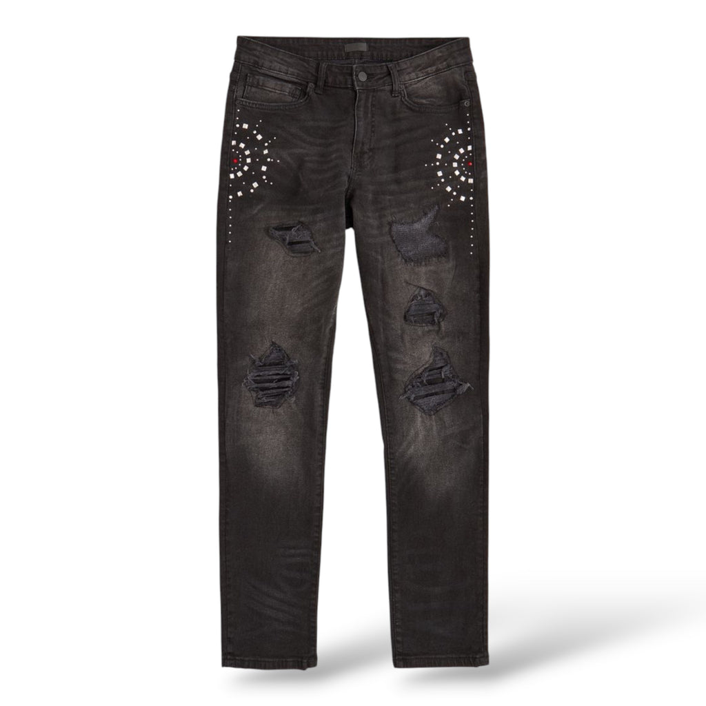 Reason 'Starburst' Denim Skinny Jeans (700)- Black