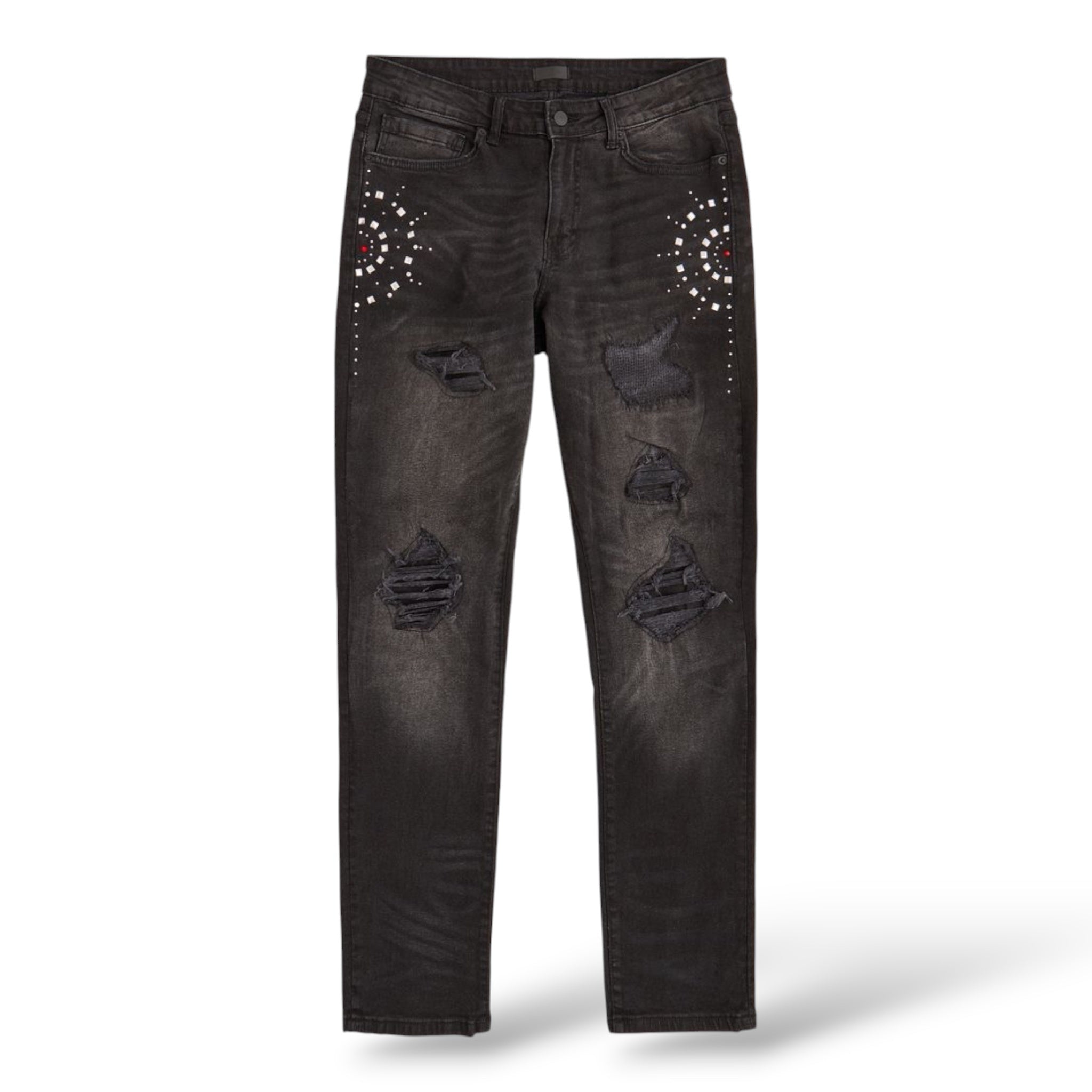 Reason 'Starburst' Denim Skinny Jeans (700)- Black