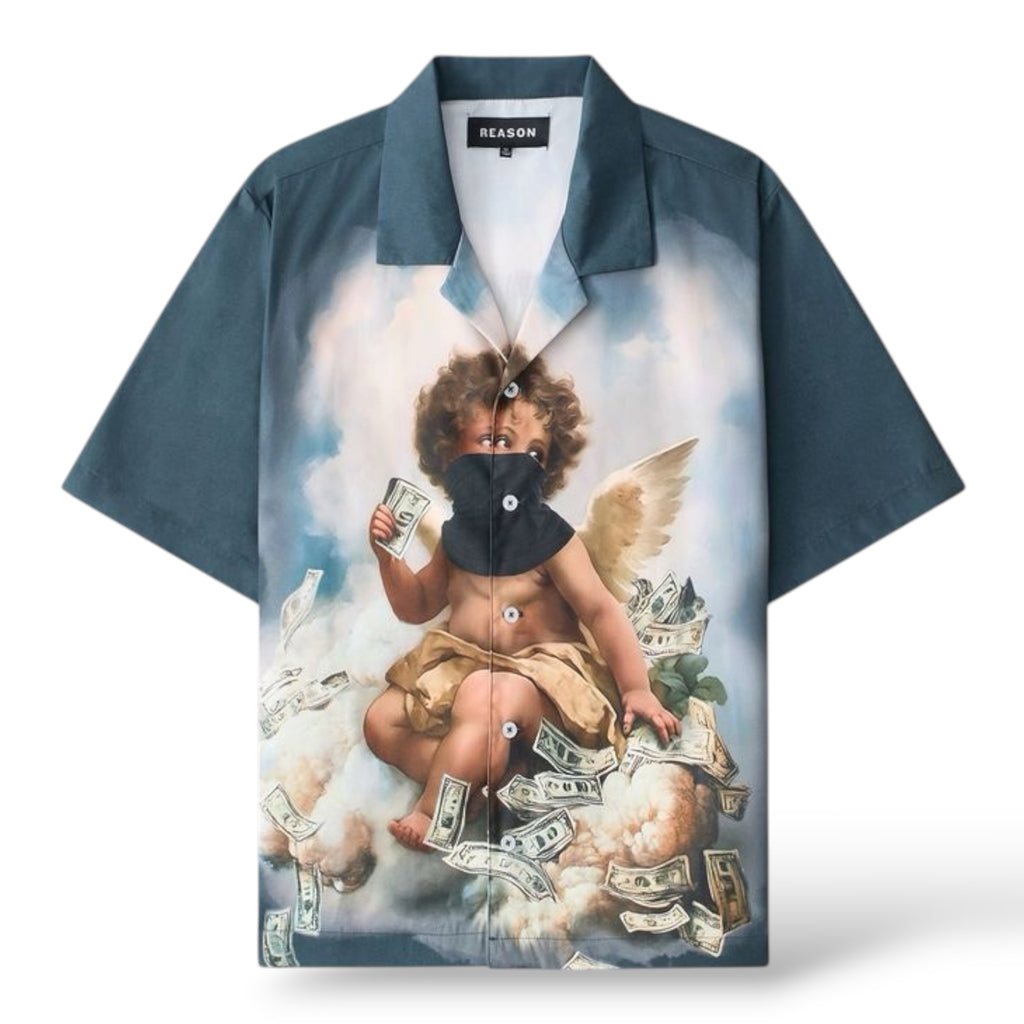 Reason ‘Printed Twill Cherub’ Button Up Shirt (605)- Multi
