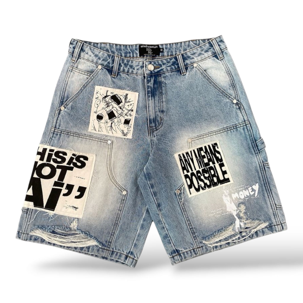 M.E 'AI' Denim Shorts- Blue