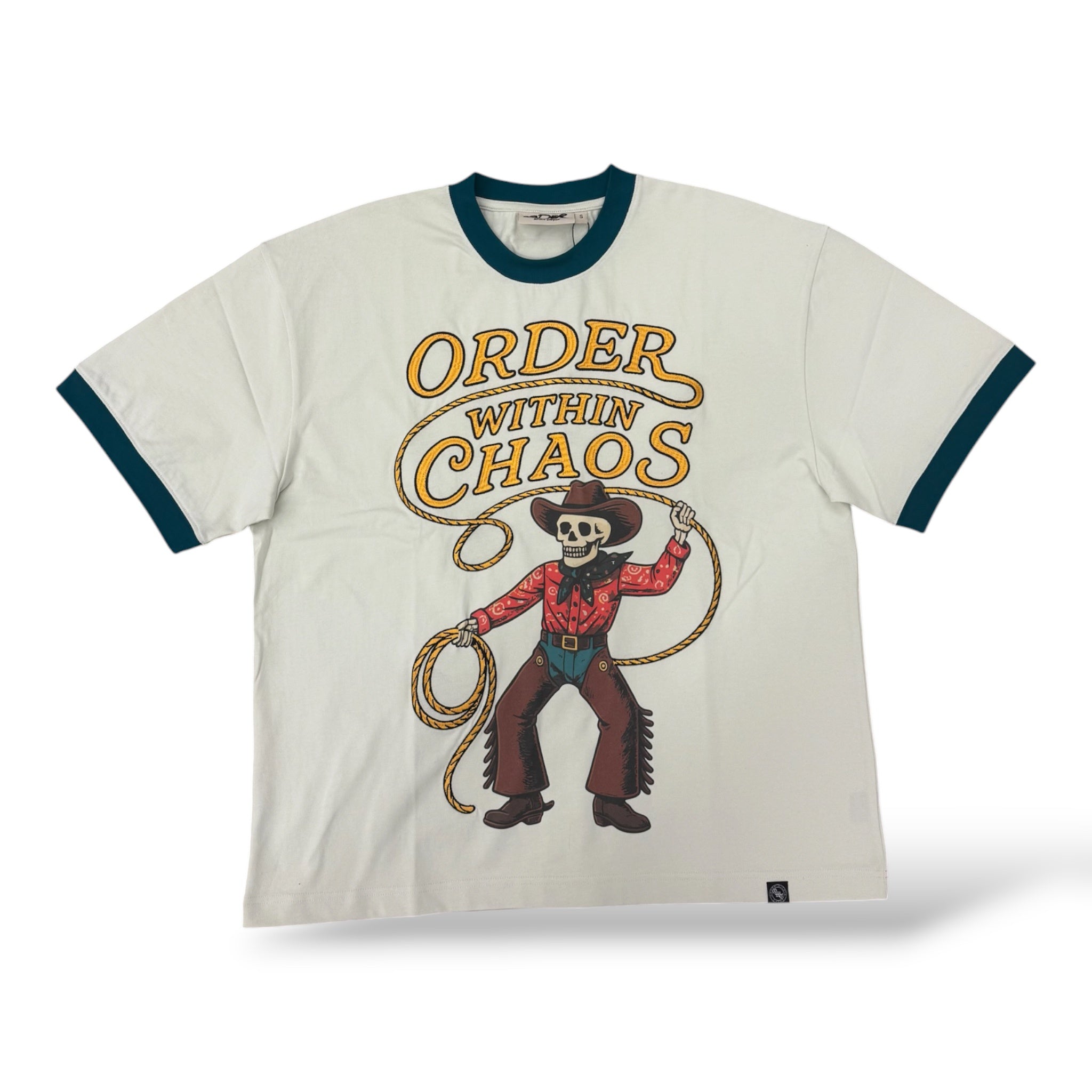 Order Within Chaos 'Skeleton Cowboy' T-Shirt- Whisper White