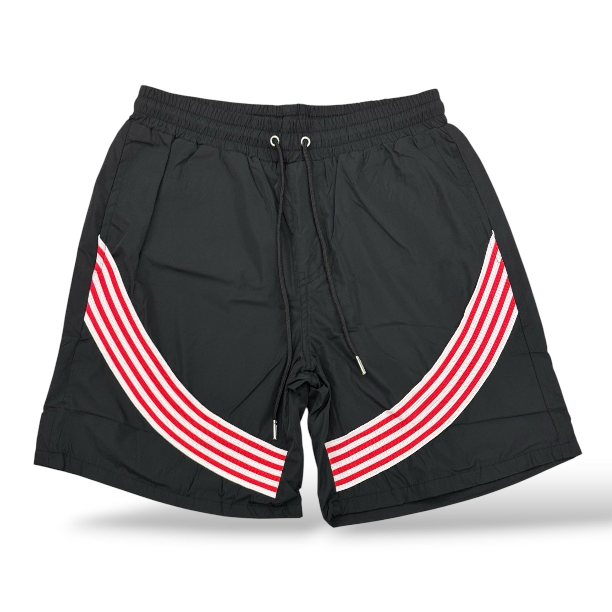 Kindred Striped Nylon Shorts- Black/Red
