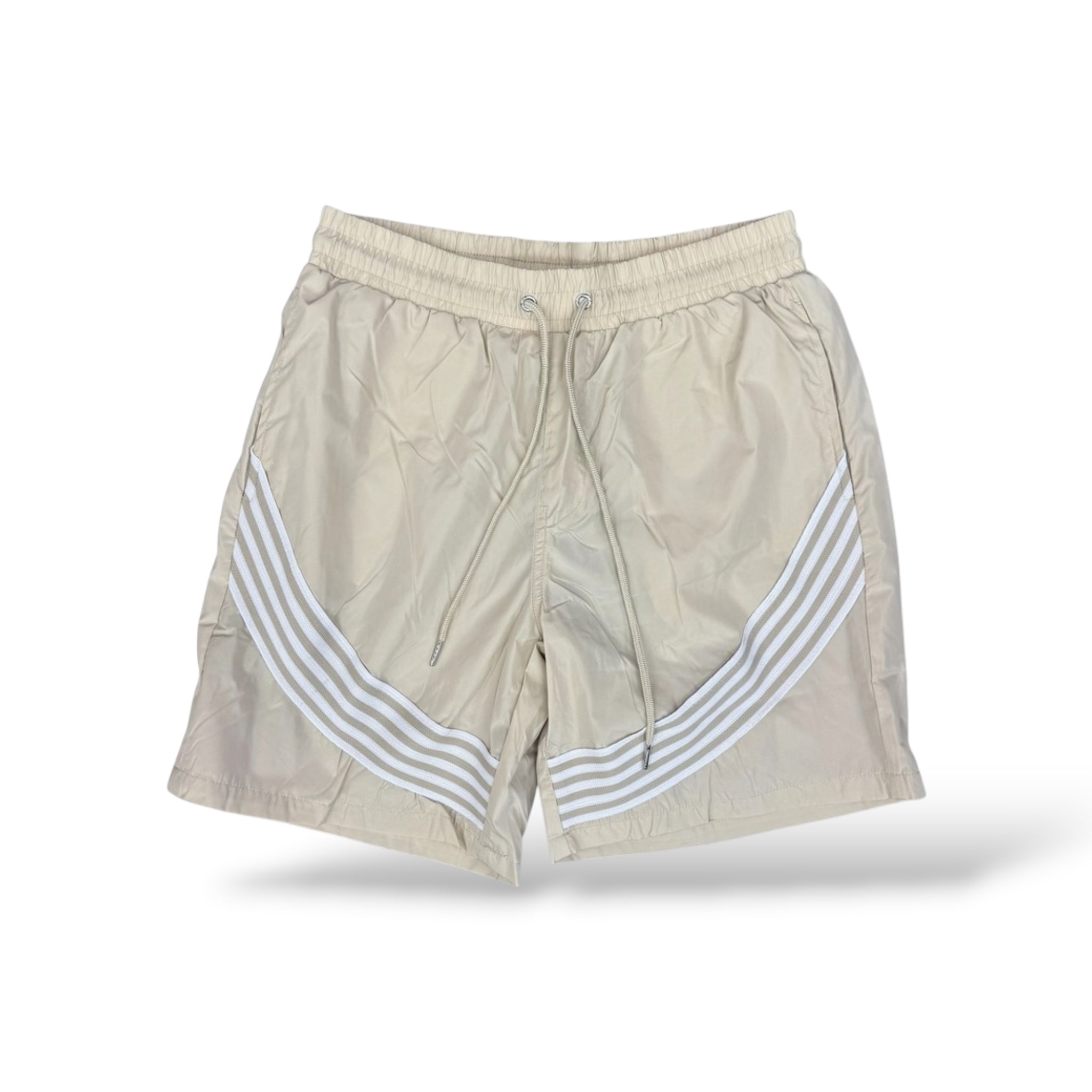 Kindred Striped Nylon Shorts- Beige