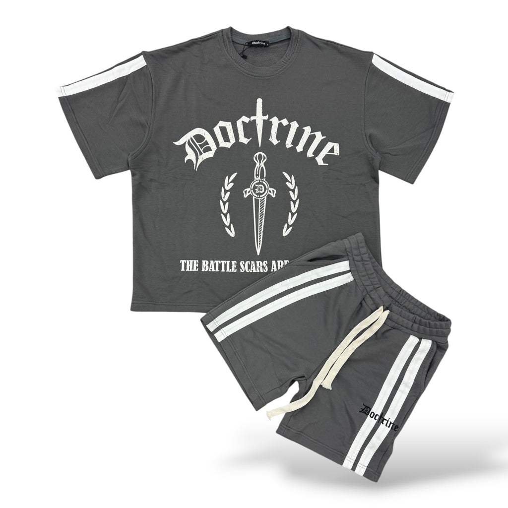 Doctrine 'Double Striped' Shorts- Grey