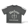 Doctrine 'Printed Double Striped' T-Shirt- Grey