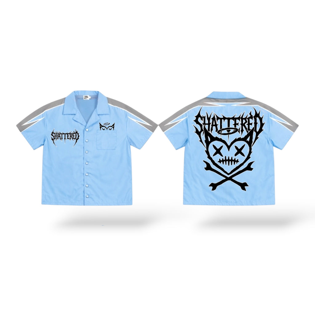 Shattered 'Nylon' Shirt- Lt Blue/Grey