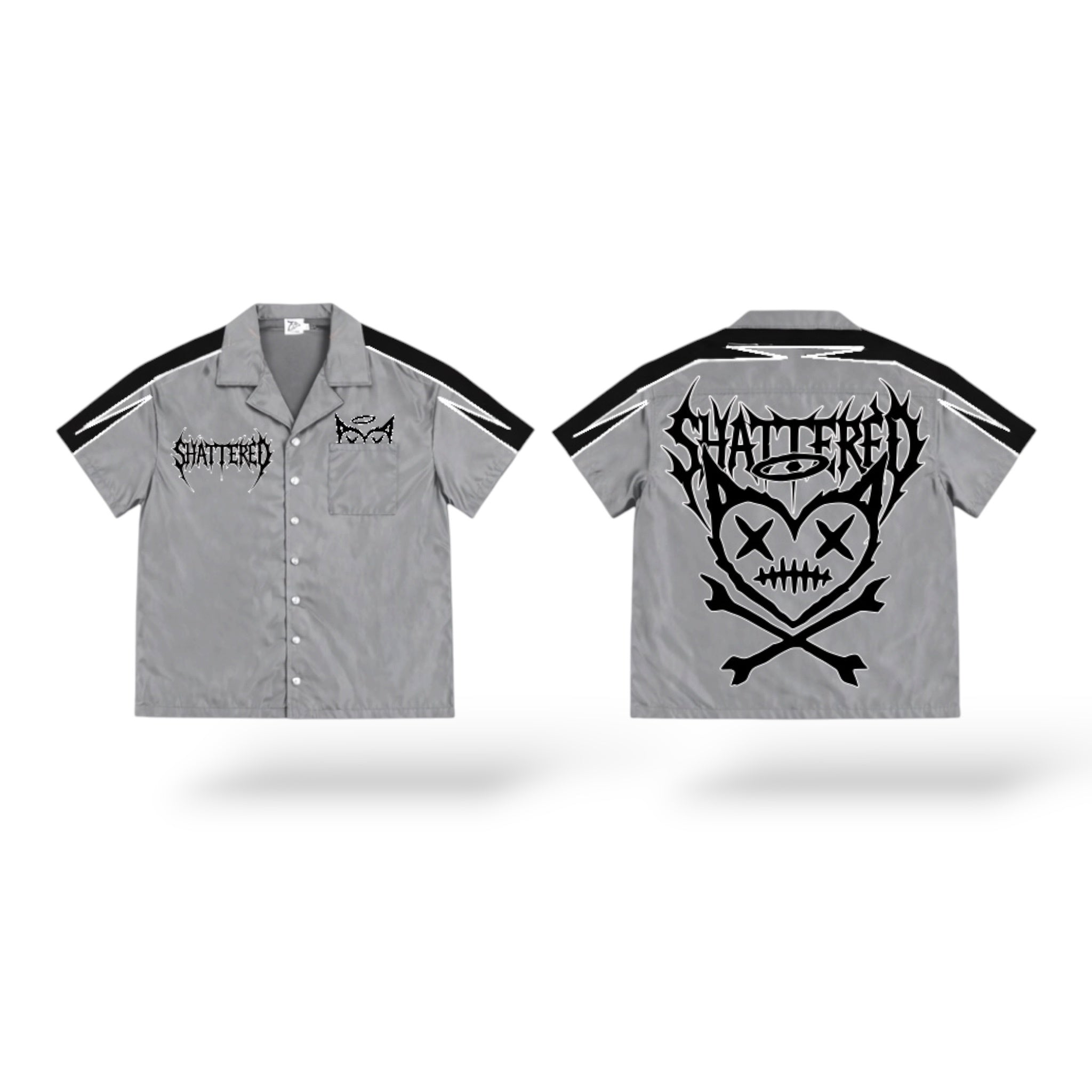 Shattered 'Nylon' Shirt- Grey/Black