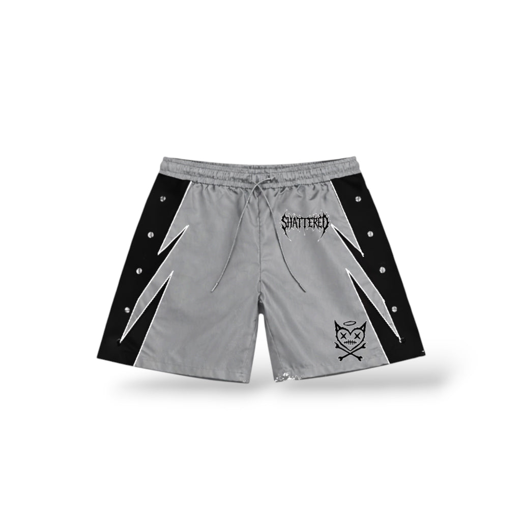 Shattered 'Nylon' Shorts- Grey/Black