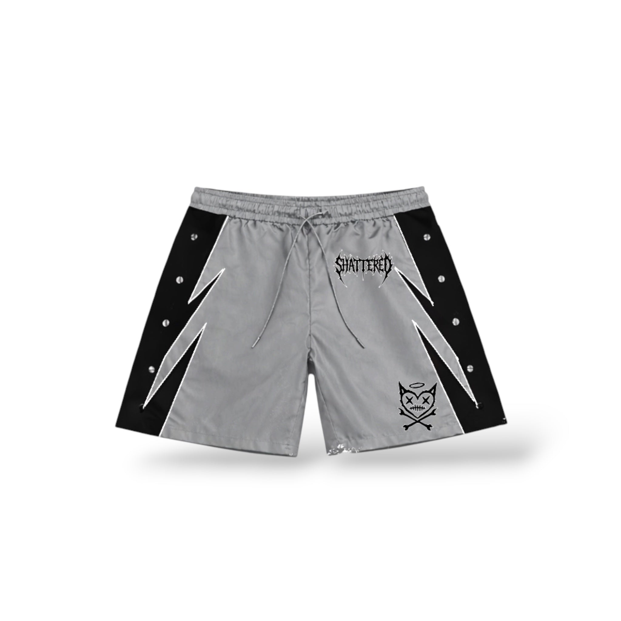 Shattered 'Nylon' Shorts- Grey/Black