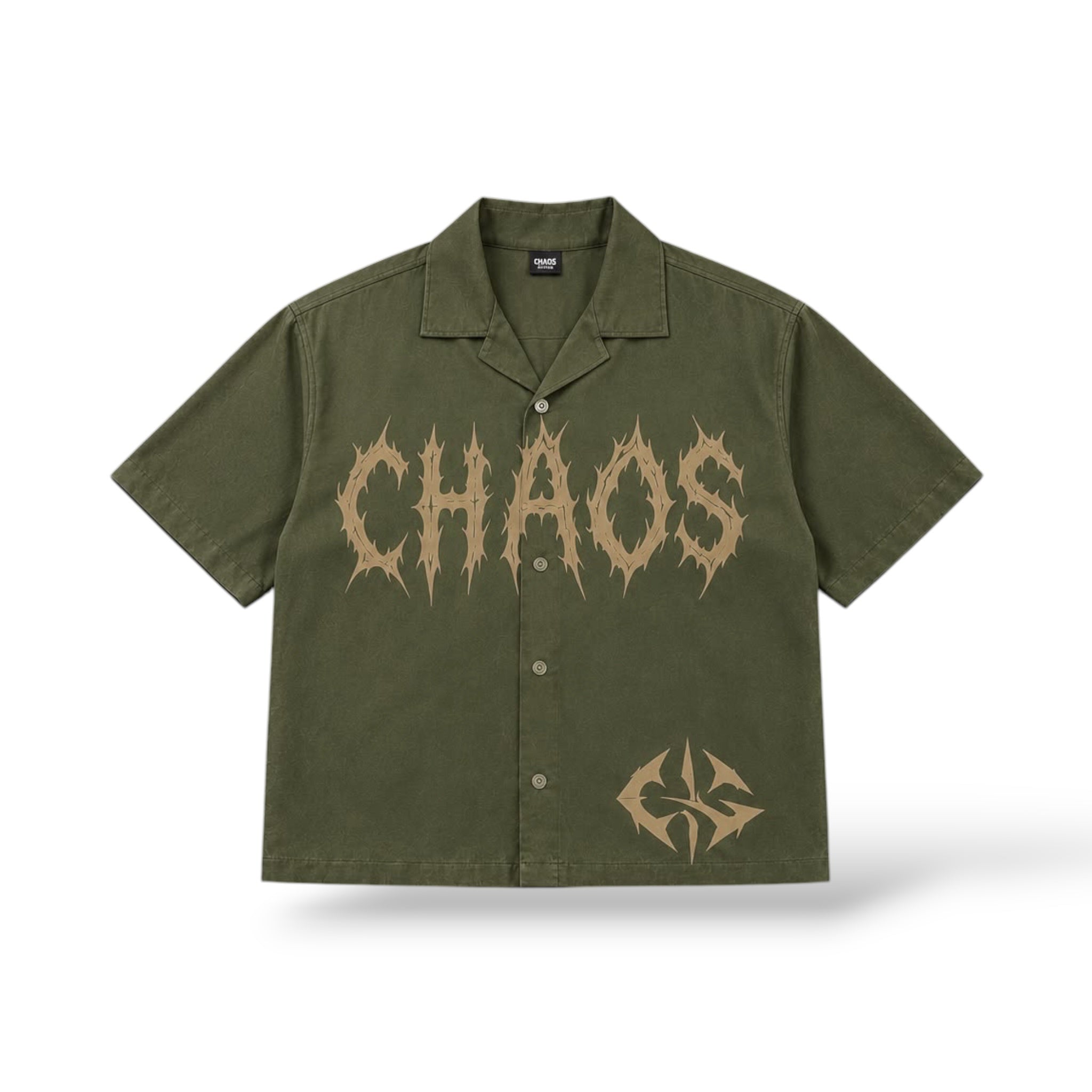 Chaos 'Nylon' Top- Olive Green/Cream