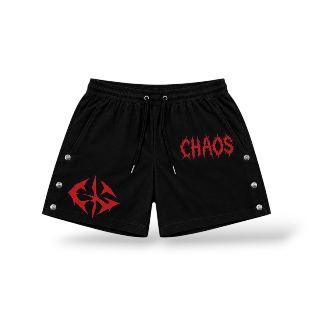 Chaos 'Nylon' Shorts- Black/Red