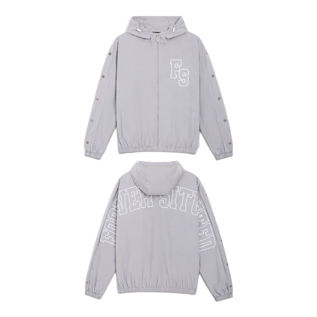 Forever 'FS Nylon' Track Zip Up Jacket- Grey