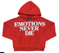 M.E. ‘End’ Rhinestone Zip Up Hoodie- Red